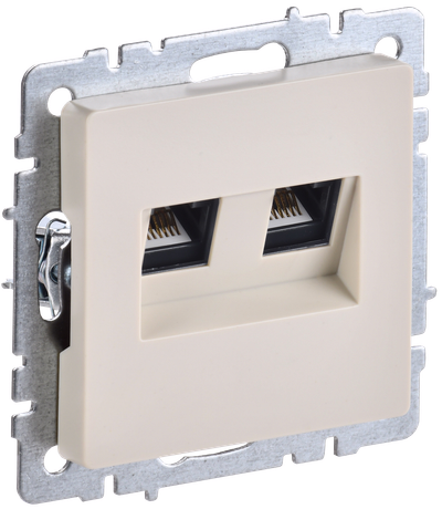 BRITE Розетка компьютерная двойная RJ45 кат.5E РК10-2-БрКр бежевый IEK