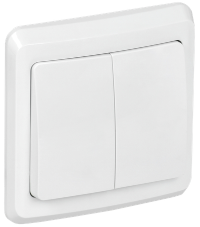 VEGA Выключатель 2-клавишный 10А ВС10-2-0-ВБ белый GENERICA