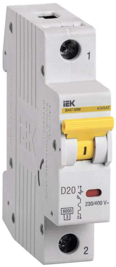 KARAT Автоматический выключатель ВА47-60M 1P D 20А 6кА IEK
