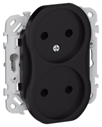 FLITE Розетка 2-местная без заземления без защитных шторок безвинтовое крепление 10А РС02-1-ФлЧ черный IEK