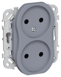 FLITE Розетка 2-местная без заземления без защитных шторок безвинтовое крепление 10А РС02-1-ФлМ маренго IEK