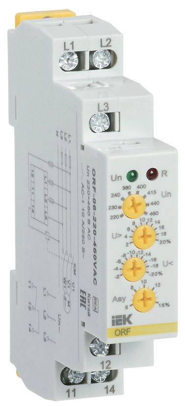 Реле контроля фаз ORF-06 трехфазное 220-460В AC IEK (ORF-06-220-460VAC)