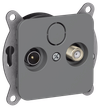 FLITE 2-seater socket TV+SAT screened pass-through RTVs-2-1-2-FlMA wet asphalt IEK0