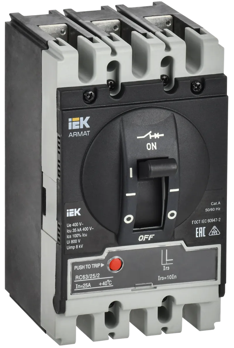 ARMAT Автоматический выключатель в литом корпусе 3P типоразмер S 35кА 25А расцепитель электромагнитный регулируемый IEK