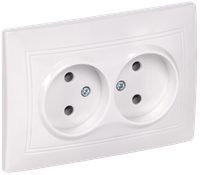 KVARTA Розетка 2-местная без заземления без защитных шторок 10А РС12-2-КБ белый GENERICA