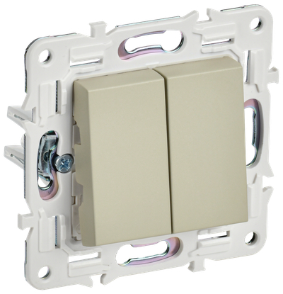 SKANDY Выключатель 2-клавишный проходной 10А SK-V05B бежевый IEK