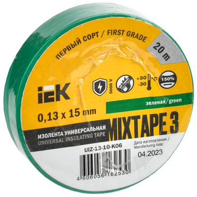 MIXTAPE 3 Изолента 0,13х15мм зеленая 20м IEK