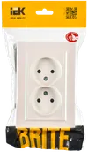 BRITE 2-gang socket without earthing with protective shutters 10A, complete RSsh12-2-BrZh pearl IEK1