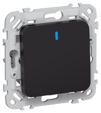 FLITE Выключатель 1-клавишный 2-полюсный проходной с индикацией 10А ВС6/21-1-1-ФлЧ черный IEK