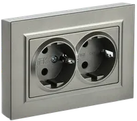 BRITE Double socket with ground without shutters 16A with frame PC12-3-BrCh champagne IEK