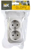 RS22-3-XB Double socket with grounding contact 16Awith opening installation GLORY (white) IEK1