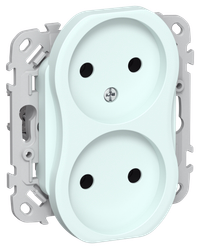 FLITE Розетка 2-местная без заземления без защитных шторок 10А РС02-0-ФлХЛ холодный лед IEK