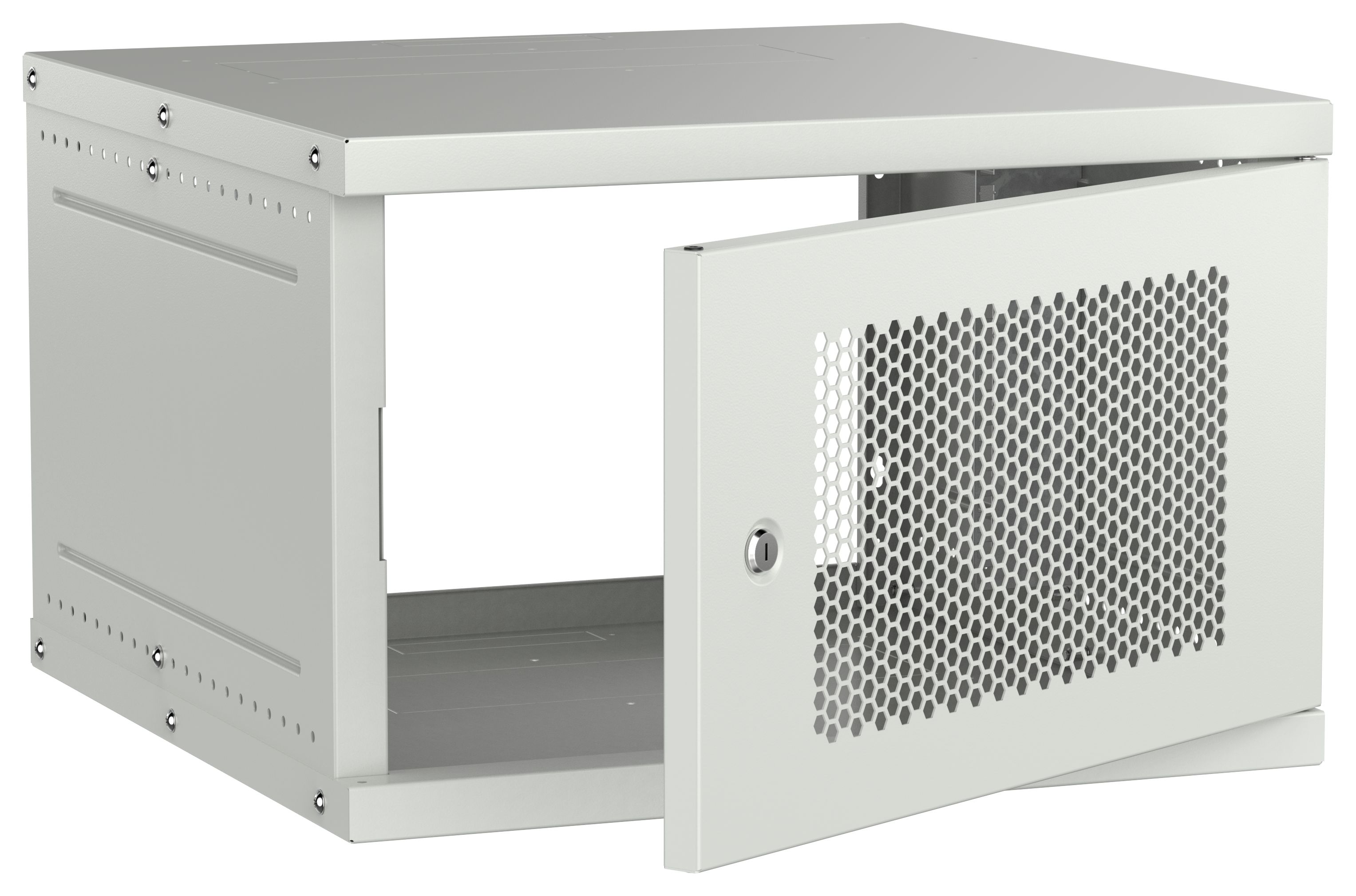 Шкаф настенный 19" 6U 600х600мм перфорированная дверь серый GENERICA (LWE3-06U66-PF-G)