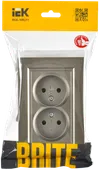 BRITE 2-gang socket without earthing with protective shutters 10A, complete RSsh12-2-BrSh champagne IEK1