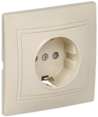 KVARTA Розетка 1-местная с заземлением с защитными шторками 16А РСш10-3-ККм кремовый GENERICA