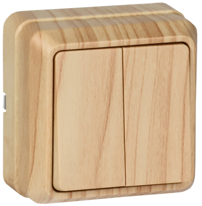 OKTAVA Выключатель 2-клавишный для открытой установки 10А ВС20-2-0-ОС сосна GENERICA