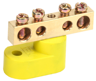 Шина PE "земля" на одном угловом изоляторе ШНИ-6х9-4-У1-Ж IEK