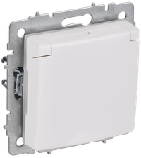 BRITE Розетка 1-местная с заземлением с защитными шторками и крышкой 16А IP44 РСбш10-3-44-БрАБ арктический белый IEK