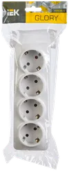 RS24-3-XB Quadruple socket with grounding contact 16A with opening installation GLORY (white) IEK1