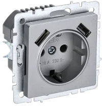BRITE Socket 1gang grounded with protective shutters 16A with USB A+A 5V 2.1A RUSH10-1-BrA aluminum IEK