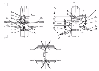 Опора ПП34 ж/б промежуточная переходная двухцепная с ответвлением в две стороны 2хСИП4-2 IEK
