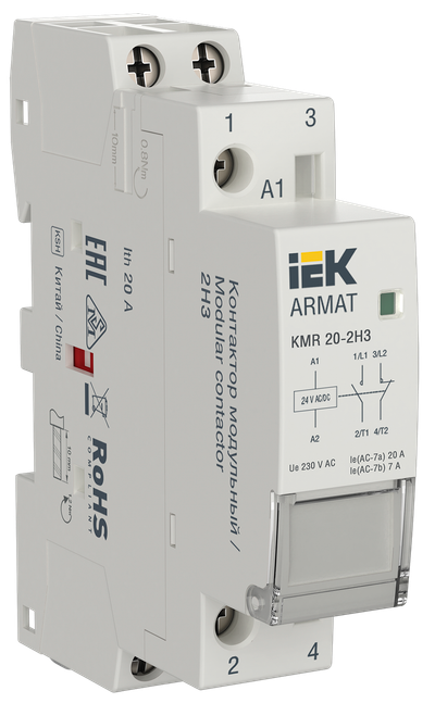 ARMAT Контактор модульный KMR 20А 24В AC/DC 2НЗ IEK