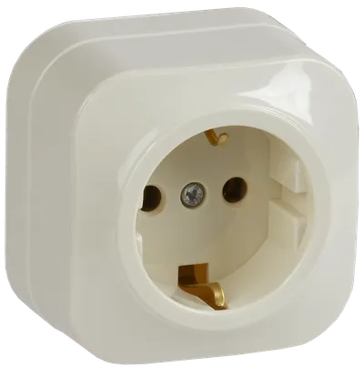 RS20-3-XK Single socket for grounding contact 16A with opening installation GLORY (cream) IEK