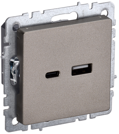 BRITE Розетка USB A+C 18Вт РЮ11-1-БрШ шампань IEK