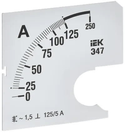Шкала сменная для амперметра Э47 125/5А класс точности 1,5 72х72мм IEK