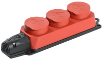 РБ33-1-0м Розетка (колодка) трехместная с защитными крышками ОМЕГА IP44 каучук красная IEK