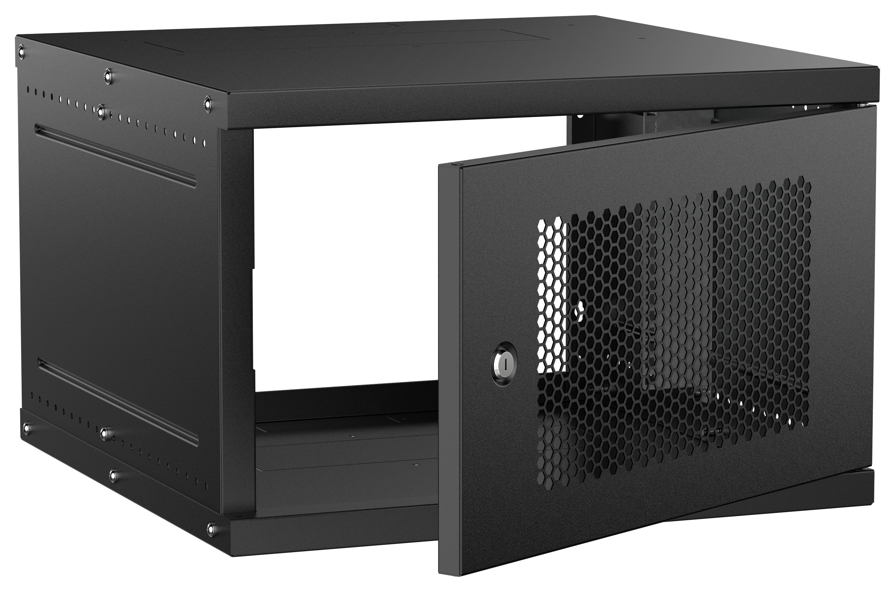 Шкаф настенный 19" 6U 600х600мм перфорированная дверь черный GENERICA (LWE5-06U66-PF-G)