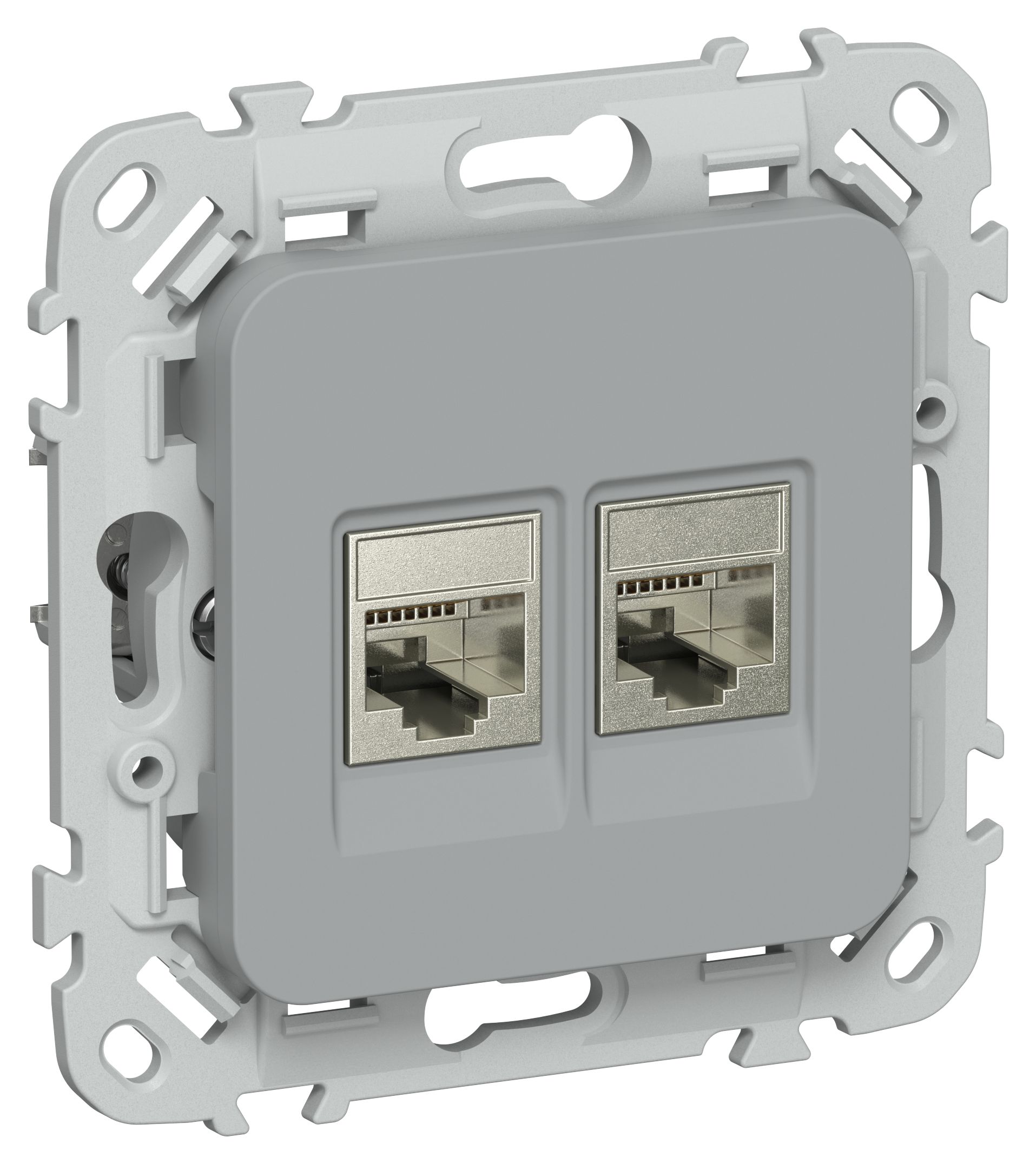 FLITE Розетка 2-местная RJ45/RJ11 категория 6/3 STP РКТ6/3-2-1-ФлС серый IEK