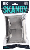 SKANDY Розетка 2-местная и крышкой 16А в сборе IP44 SK-R12N металл никель IEK1
