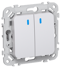 FLITE Выключатель 2-клавишный проходной с индикацией 10А ВС62-1-1-ФлЖ жемчуг IEK