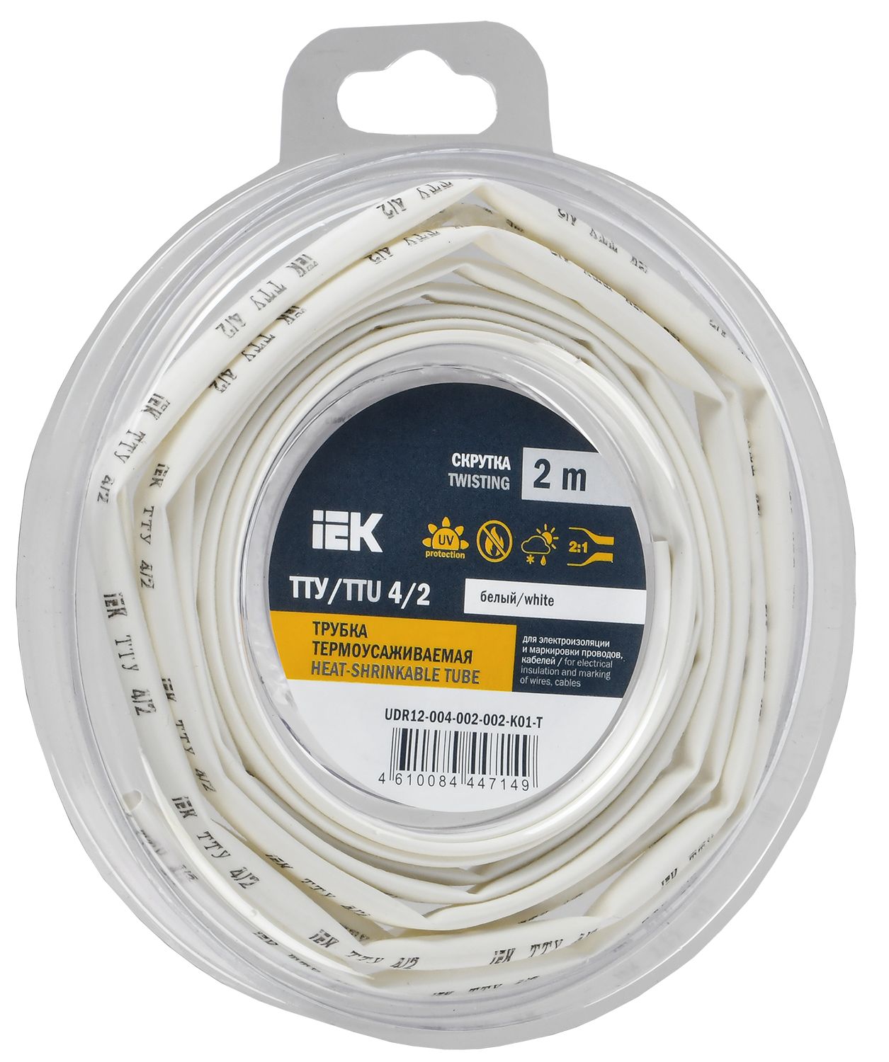 Трубка термоусадочная ТТУ нг-LS 4/2 белая (2м/упак) IEK (UDR12-004-002-002-K01-T)
