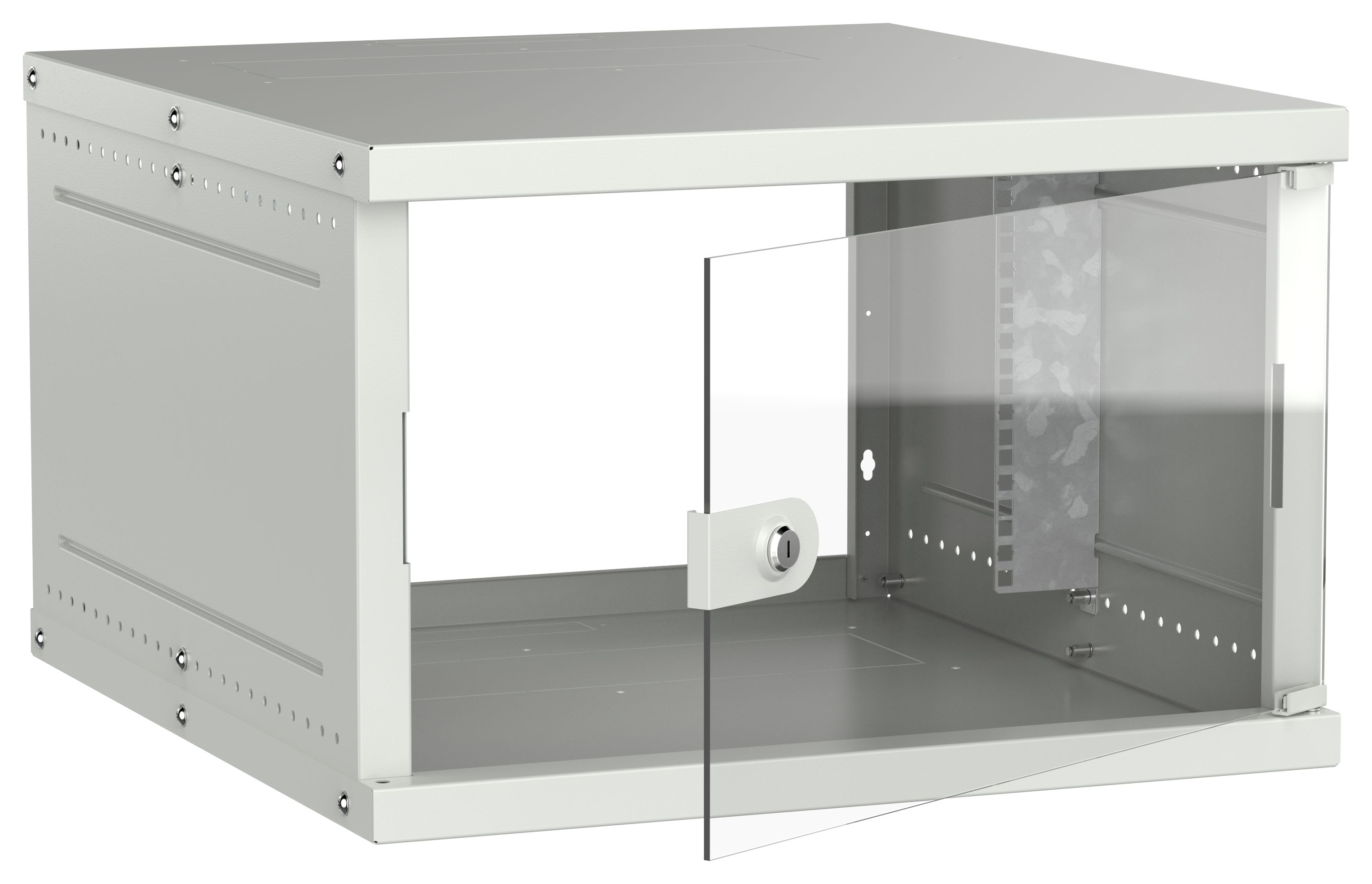 Шкаф настенный 19" 6U 600х650мм стеклянная дверь серый GENERICA (LWE3-06U67-GF-G)