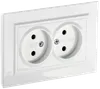BRITE Double socket without ground without shutters 10A with frame PC12-2-BrB white IEK0