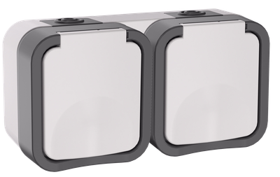 TORS Розетка 2-местная горизонтальная 16А IP55 TS222 серо-белый IEK