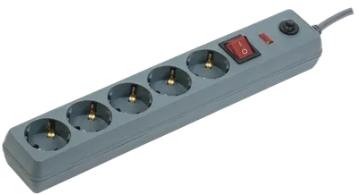 Сетевой фильтр СФ-05К-выкл. 5 мест 2Р+PЕ/3метра 3х1мм2 16А серый IEK