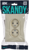SKANDY Розетка 2-местная без заземления с защитными шторками 10А в сборе SK-R09B бежевый IEK1
