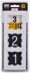 BRITE Рамка 3 -местная РУ-3-2-БрБ стекло белый IEK1