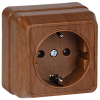 OKTAVA Розетка 1-местная с заземлением для открытой установки 16А РС20-3-ОД дуб GENERICA
