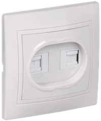 KVARTA Розетка 2-местная компьютерная RJ45 кат.5е РК12-КБ белый GENERICA