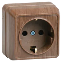 OKTAVA Single-gang socket with grounding for open installation 16A RS20-3-OD oak IEK