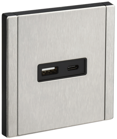 FORTE&PIANO Розетка USB A+C 3,1А FP750M металл никель IEK