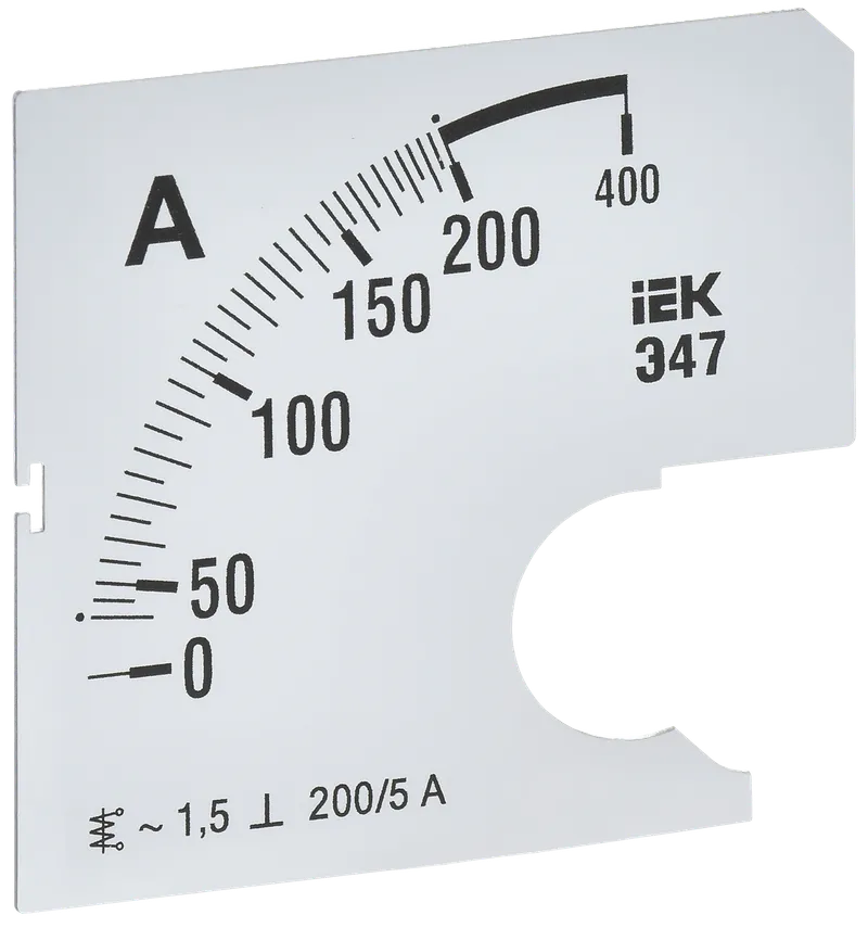 Шкала сменная для амперметра Э47 200/5А класс точности 1,5 72х72мм IEK