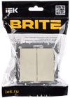 BRITE Выключатель 2-клавишный перекрестный 10А ВС10-2-3-БрКр бежевый IEK1