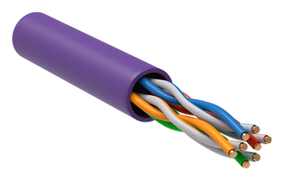ITK Витая пара U/UTP кат.5E 4х2х24AWG solid LSZH нг(А)-HF фиолетовый (305м)
