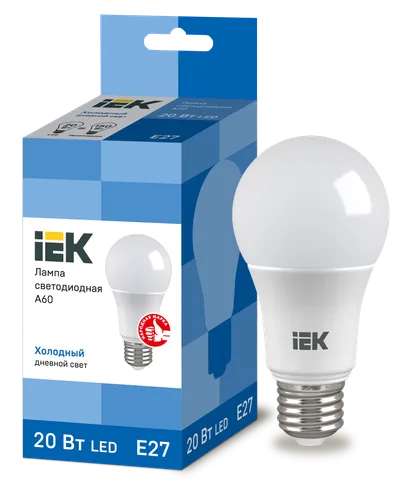 LED lamp A60 ball 20W 230V 6500K E27 IEK is intended for use in lighting devices for external and internal lighting of industrial, commercial and domestic facilities.

Complies with the requirements of the Technical Regulations of the Customs Union TR TS 004/2011, TR TS 020/2011, IEC 62560, Decree of the Government of the Russian Federation of November 10, 2017 No. 1356.