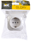 GLORY Розетка 1-местная для открытой установки с заземлением с защитными шторками 16А РСш20-3-ХБ белый IEK1